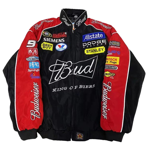 Black Budweiser Vintage Racing Jacket